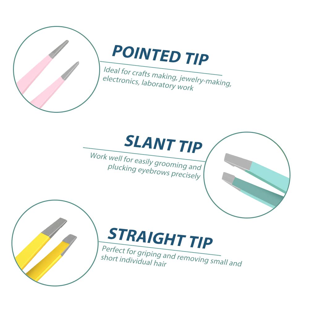 Winiw Tweezers Set - Professional Eyebrow Tweezer for Women Facial Hair - Great Precision Tweezers for Plucker, Splinter and Ingrown Hair Removal (3
