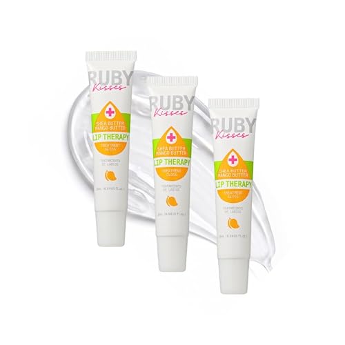 Ruby Kisses Hydrating Lip Oil Treatment Gloss with Mango & Shea Butter (3 Pack), Moisturizing Natural Shine Lip Care Protects & Heals with Vitamins,