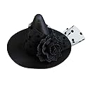 Small Witch Hat Retro Black Witch Flower Hair Clip Decorative Halloween Hair Accessories for Party (Black Flower)