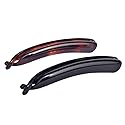 Parcelona French Small 3 ¾” Celluloid Set of 2 French Banana Hair Clip Flexible Ponytail Holder Fashion Durable Styling Paris Hair Accessories