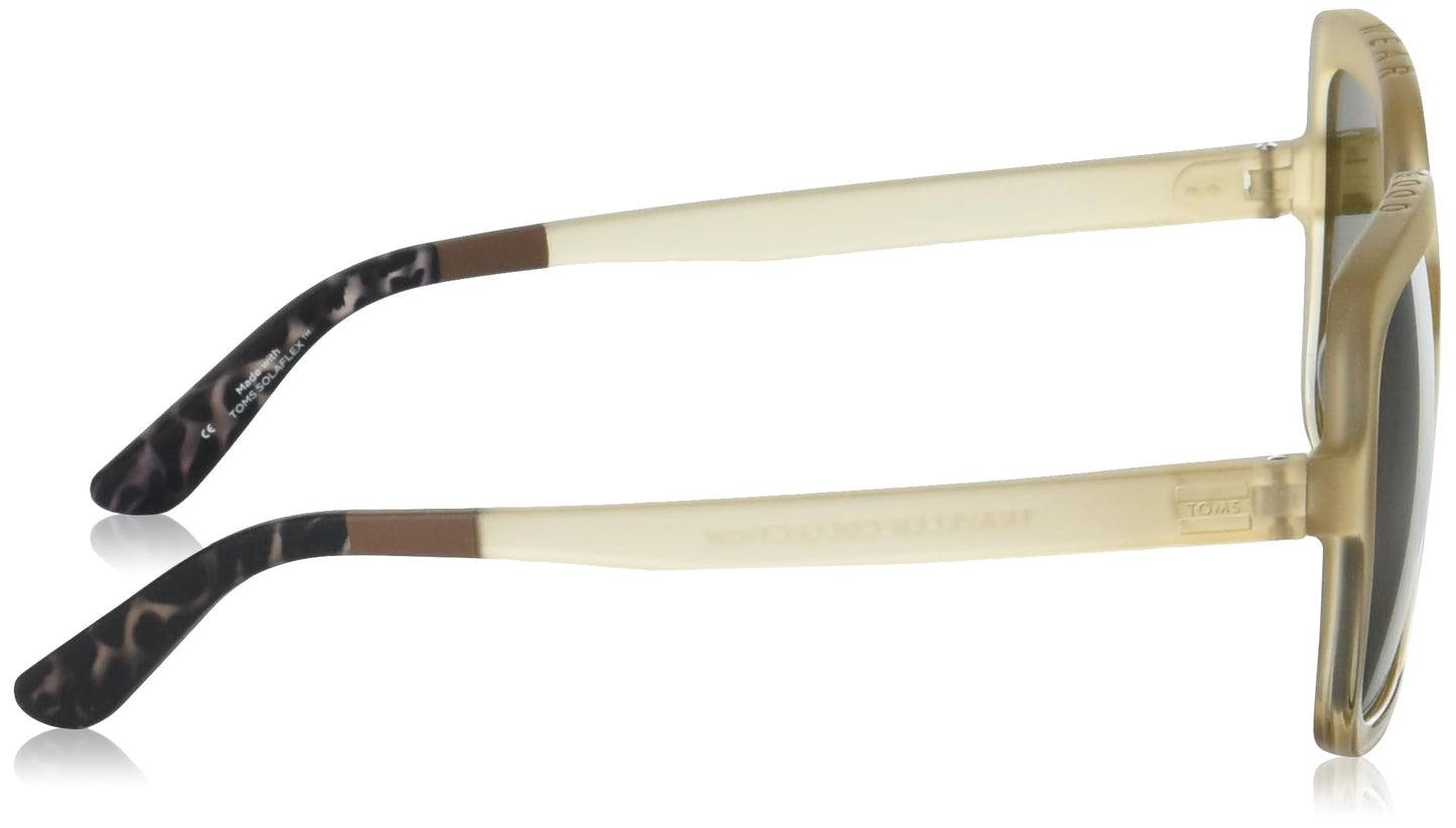TOMS Women's Athena Square Sunglasses, Matte/Shiny Oatmilk Crystal Fade, 56-20-148