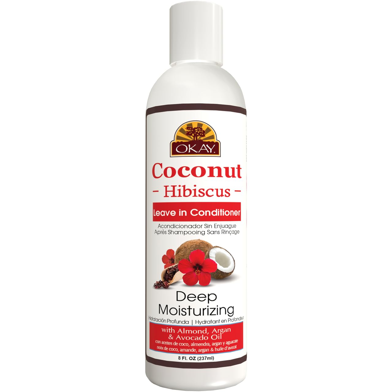 OKAY | Coconut Hibiscus Leave-In Conditioner | For All Hair Types & Textures | Restore - Hydrate - Strengthen | With Almond, Argan & Avocado Oil |