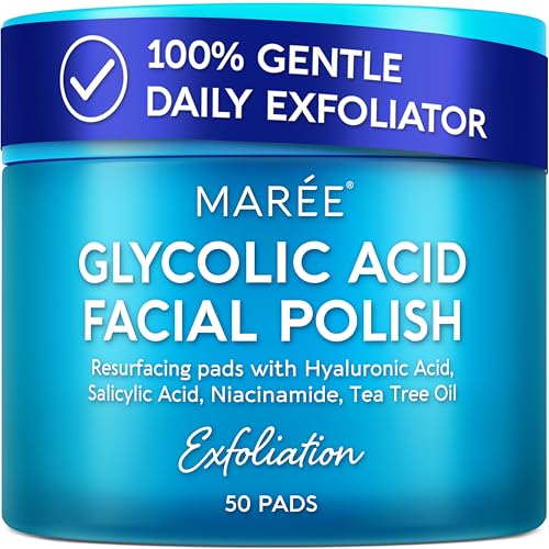 MAREE Glycolic Acid Pads - Toner Pads for Face Cleansing - Exfoliating Pad with Tea Tree Oil, Salicylic Acid & Vitamins E, B3, B5 - Facial Polishes Beauty and Personal Care MAREE Default Title