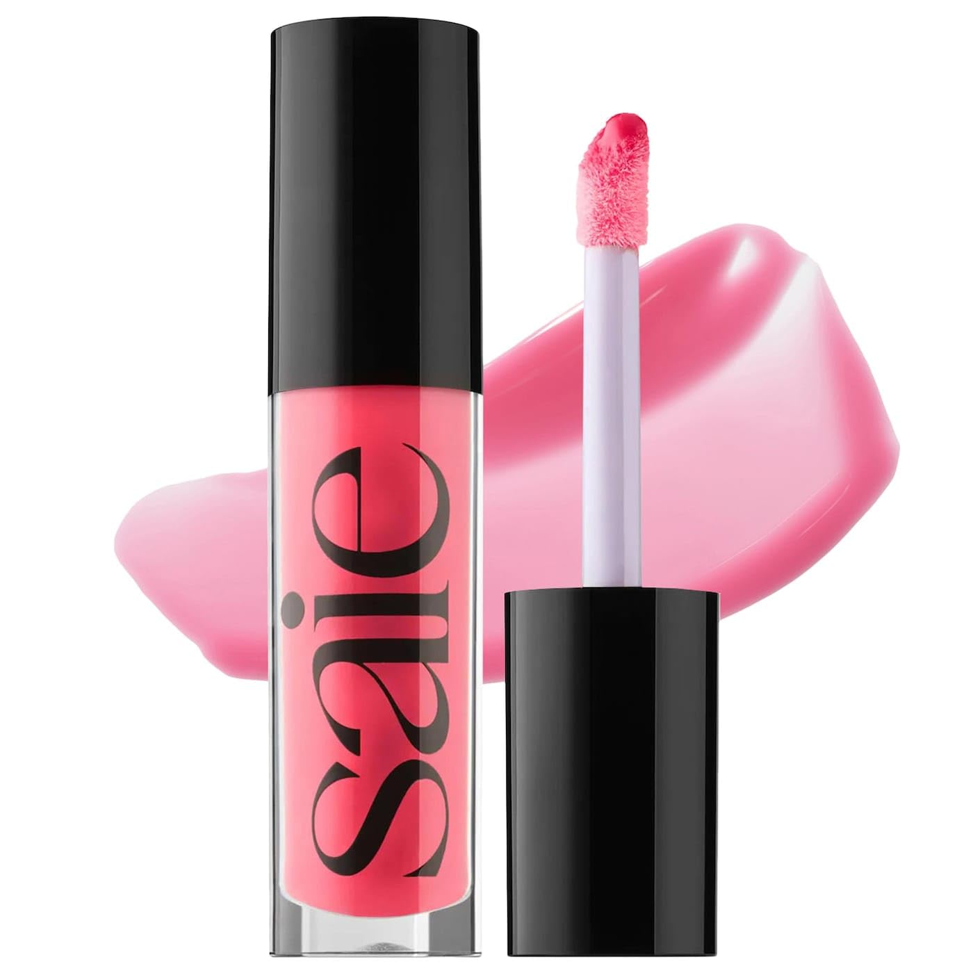 Saie Glossybounce - Hydrating Lip Gloss and Tinted Lip Oil Hybrid with Hyaluronic Acid & Jojoba Oil for Non-Sticky, Ultra-Shiny, Plump & Soft Lips -