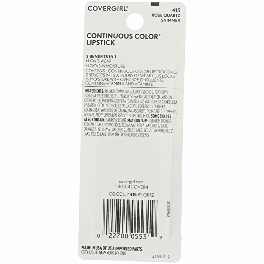 COVERGIRL Continuous Color Lipstick Rose Quartz (Pack of 6)