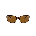 Ray-Ban Womens RB4068 Square Sunglasses, Havana/Polarized B-15 Brown, 60 mm