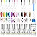 eodci Nail Art Gel Liner Set, 12 Colors Black Red Pink Yellow Green Glitter Fall Winter Gel Polish for Swirl French Tip Painting Designs Soak Off