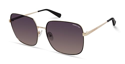 Kenneth Cole New York Women's KC6032B Square Sunglasses, Gold/Gradient Smoke, 60/17/140