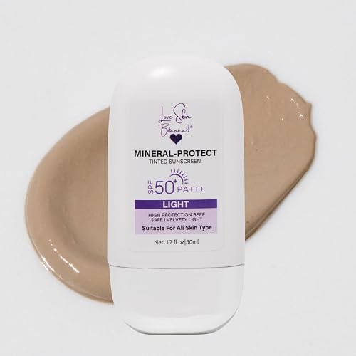 Love Skin Botanicals Mineral Protect Tinted Sunscreen SPF 50 PA+++ - Light Tint | 100% Mineral, Reef-Safe, Chemical-Free, Unscented, Daily Face