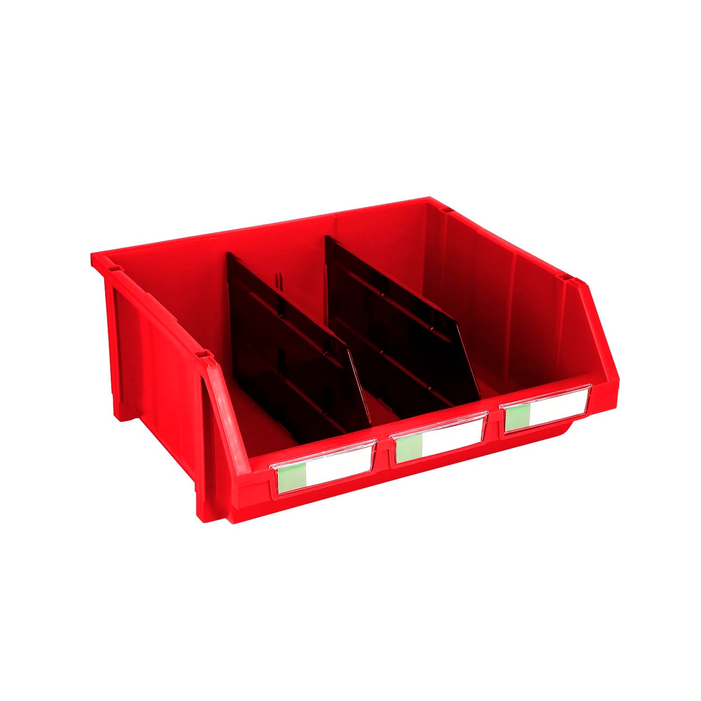 DJC Supply 16.5" X 14.5" X 6.9" Red Heavy duty thermoplastic storage bin organizer, Stackable, Hangable, Side-connect, Great for tools, parts crafts…