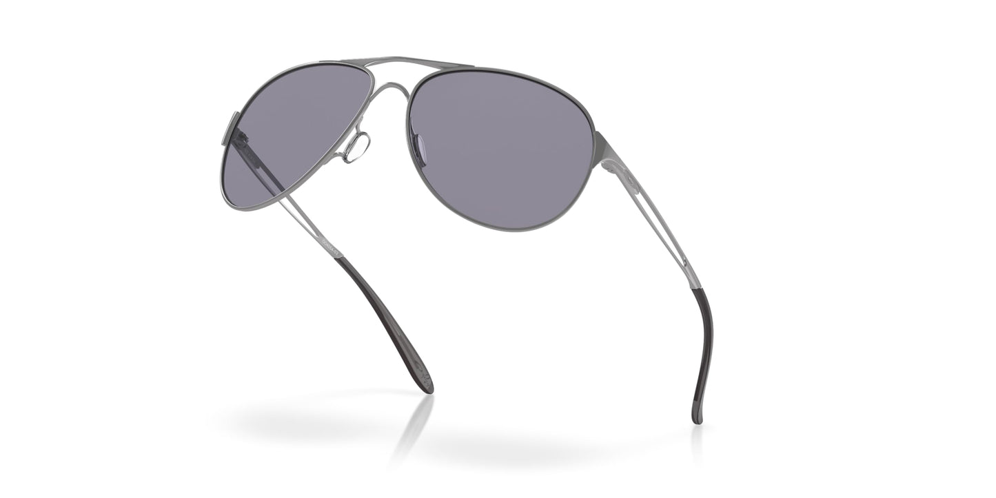 Oakley Women's OO4054 Caveat Aviator Sunglasses, Polished Chrome/Grey, 60 mm