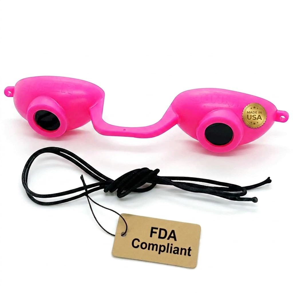 Super Sunnies Flexible UV Eye Tanning Bed Goggles w/Strap - Pink Beauty and Personal Care Super Sunnies