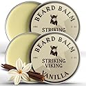 Striking Viking Beard Balm for Men - 2 oz, Pack of 2, Vanilla - Leave in Beard Conditioner - Deep Conditioning, Hydrating Formula with Jojoba Oil