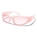 ShadyVEU Wrap Around Oval Candy Gradient Fashion Men Women Vintage Outdoor Sport Shades UV400 Sunglasses (Pink Frame/Gradient Pink Lens)