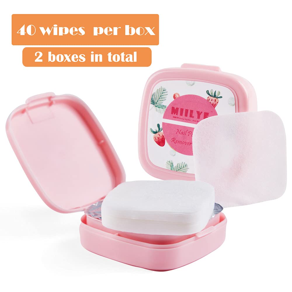 80PCS Nail Polish Remover Pads in Box, Easy to Carry | Instant Removal | Lint Free Nail Polish Wipes for Natural Air-Dried Water/Oil Based Nail Polish