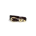 Madewell Women's Triple Keeper Belt: Croco, Chocolate Raisin, Brown, Gold, Medium
