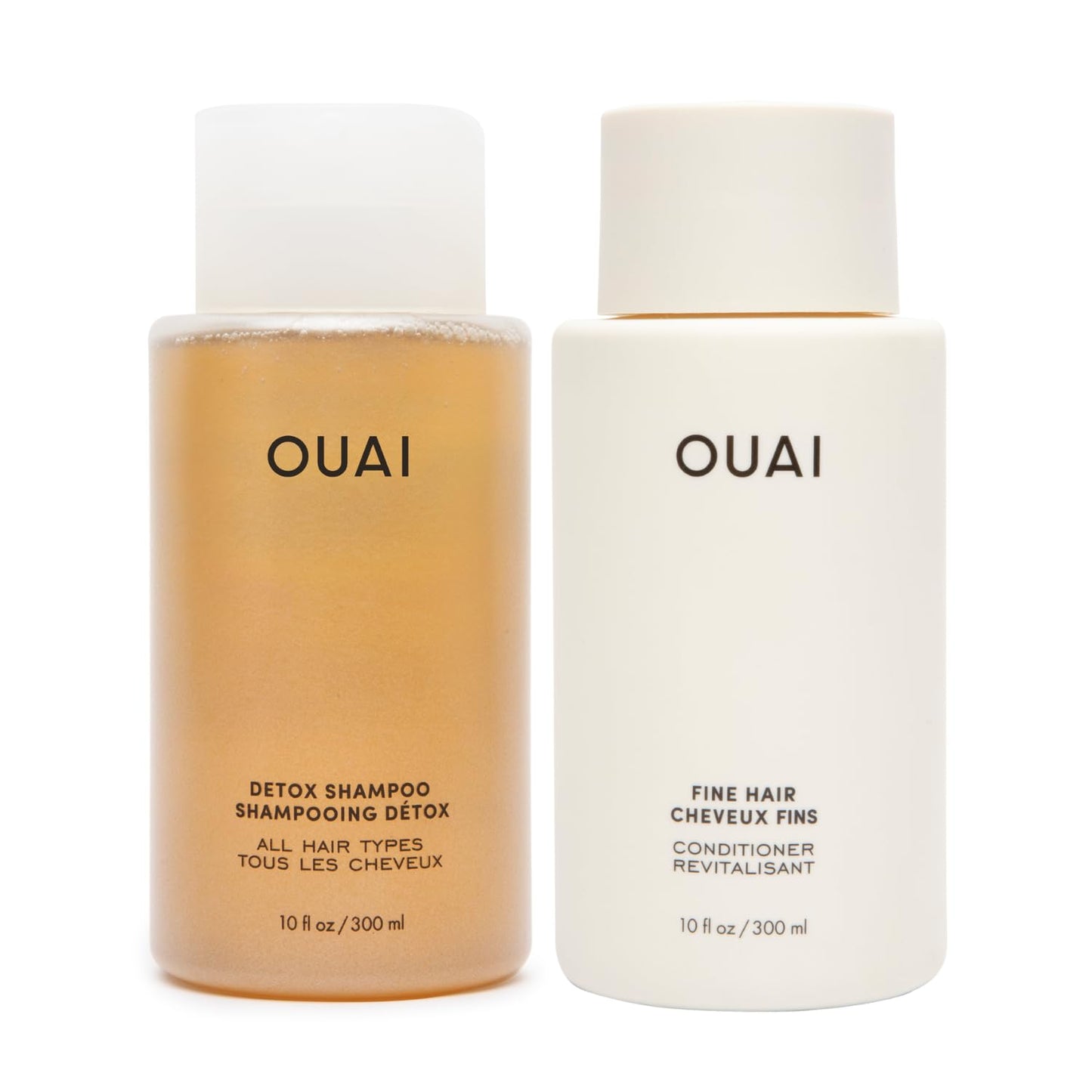 OUAI Detox Shampoo & Fine Hair Conditioner Bundle - Clarifying Shampoo for Build Up, Dirt, Oil, Product and Hard Water & Volumizing Conditioner