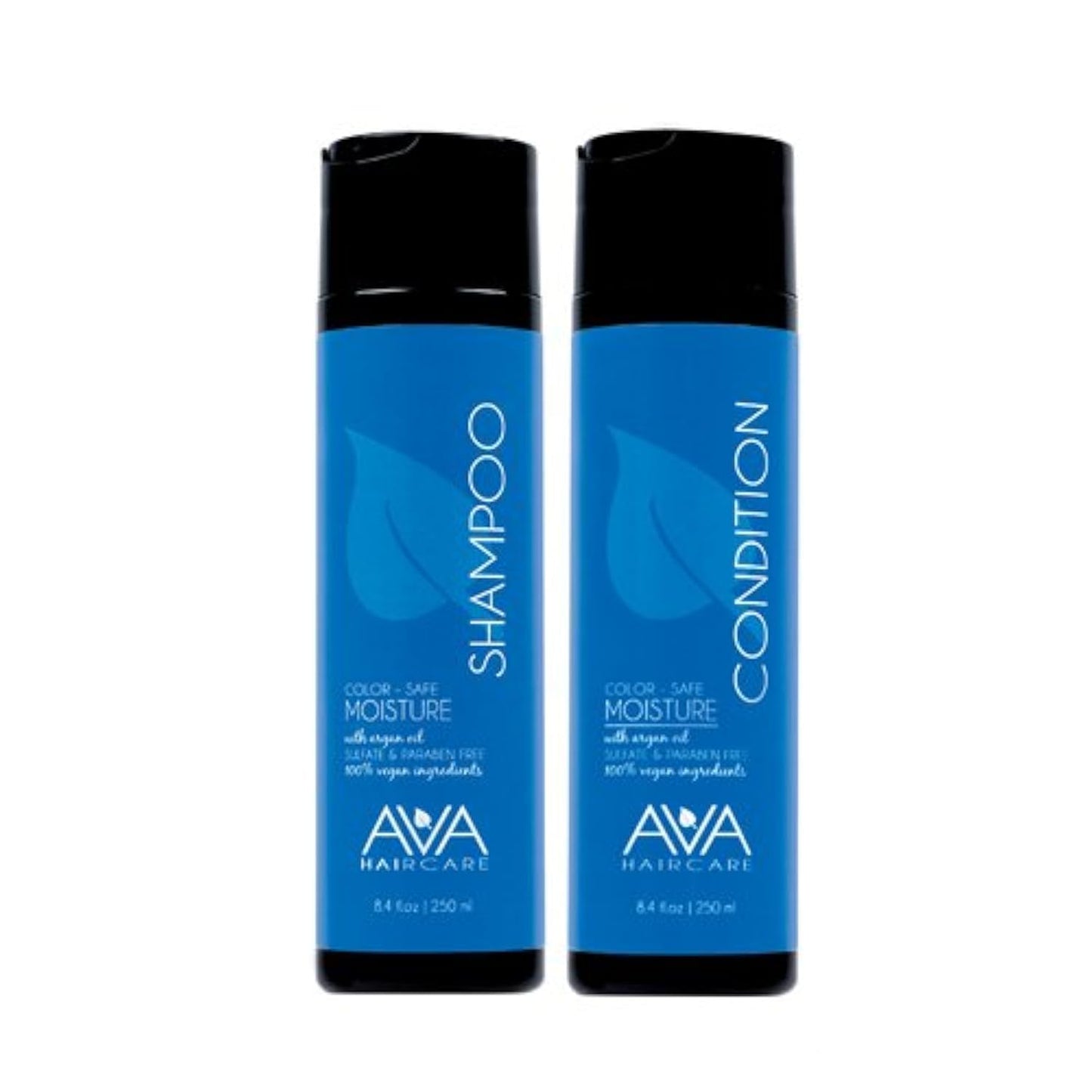 Ava Haircare - Moisture Shampoo And Conditioner - Vegan, Sulphate Free, Paraben Free, Cruelty Free (Set of 2, 8.4oz Each)