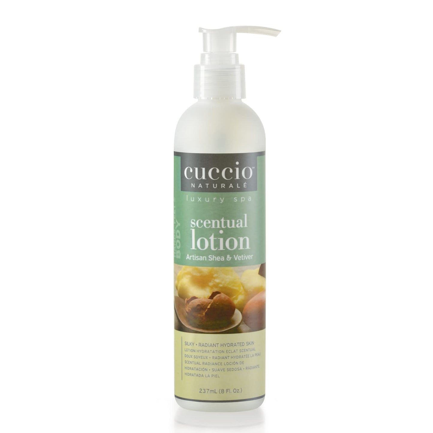Cuccio Naturale Scentual Lotion, Artisan Shea & Vetiver, 8 oz Body & Hand Lotion, Hydrating Moisturizer, Great for Massage, Paraben-Free, Cruelty-Free