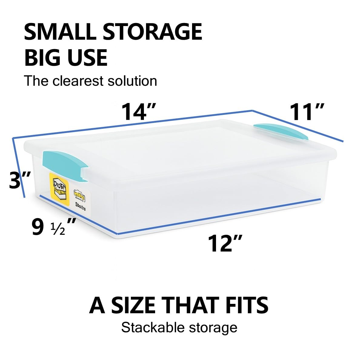 Tribello Plastic Storage Containers With Lids For Organizing, 6 Quarts - (Large - 14 x 11 x 3)