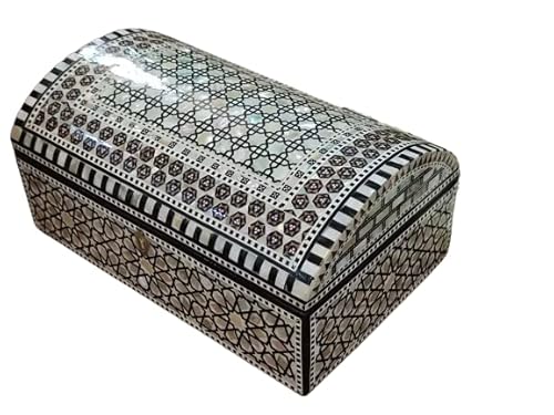 Handmade Egyptian Jewelry Box - Mother of Pearl Inlay - Decorative Wooden Trinket Box for Women Oriental Keepsake Storage Organizer ((11" x 7.2" x…