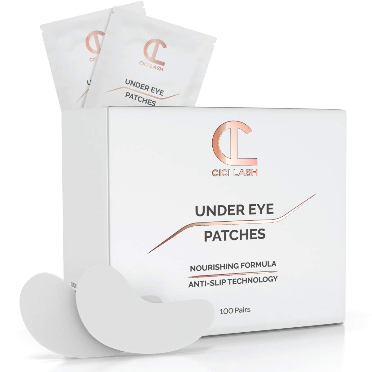 100 Pairs Under Eye Pads for Eyelash Extensions - Professional Lint Free Hydrogel Eye Patches with Moisturizing Vitamin C and Aloe Vera for Eyelash