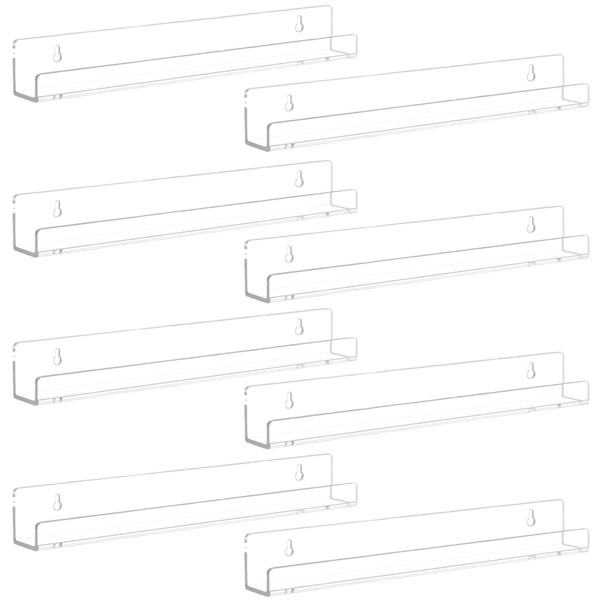 Cerpourt 8 Pack Wall Mounted Shelf,Clear Acrylic Nail Polish Organizer Display, Wall Rack Nail Supplies for Nail Techs