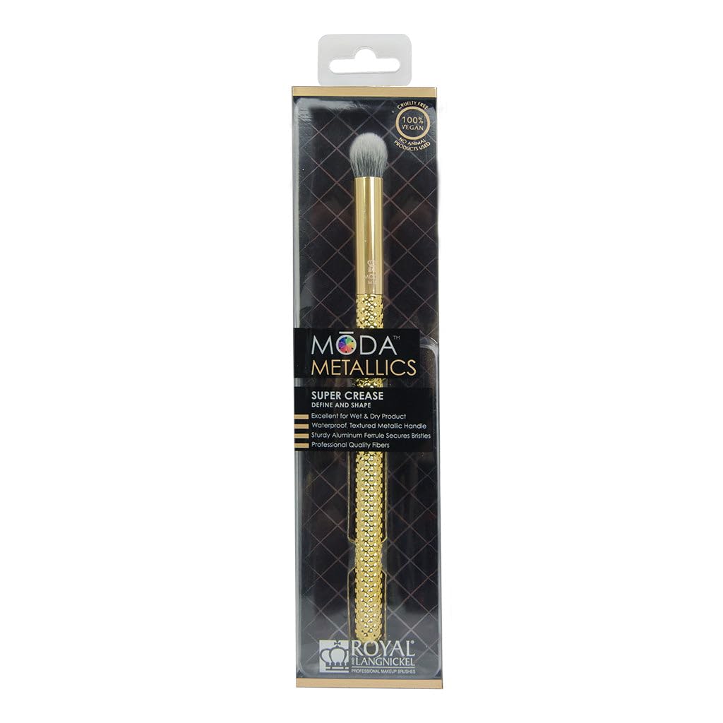MODA Metallics Super Crease Eyeshadow Brush - Premium Eye Makeup Brush for Crease Definition - Vegan & Cruelty-Free