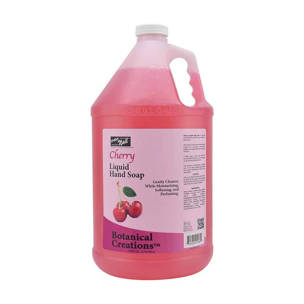 PRO NAIL NAIL SYSTEMS PRONAIL - Liquid Hand Soap Refill, Cherry, 1 Gallon - Deeply Cleanse and Hydrates, Leaving your hands Fresh and Soft - Bulk
