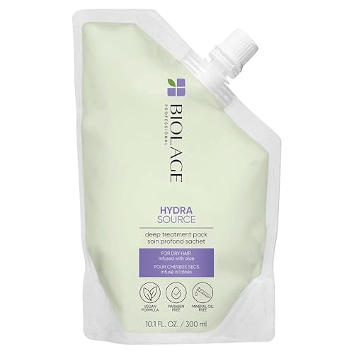 Biolage Hydra Source Deep Treatment Pack | Moisturizing & Strengthening Hair Mask | With Aloe | For Dry, Damaged Hair | Paraben Free | Vegan | Cruelty