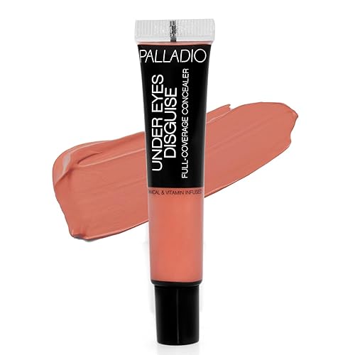 Palladio Full Coverage Concealer - Creamy Face & Under Eye Formula, Disguises Dark Circles, Blemishes, Fine Lines, Evens Skin Tone (Peach Tea)