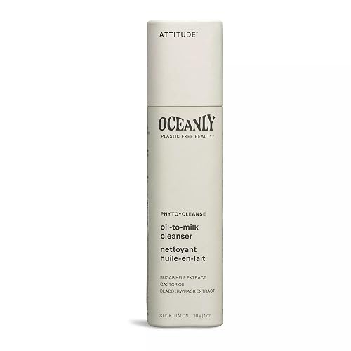 ATTITUDE Oceanly Oil-to-Milk Face Cleanser Bar, EWG Verified, Plastic-free, Plant and Mineral-Based Ingredients, Vegan and Cruelty-free Beauty