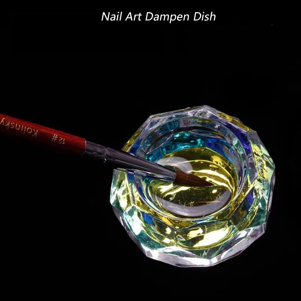 Nail Dappen Dish with Lid, ForSewian Crystal Glass Nail Monomer Dampen Dish Holder for Nail Acrylic Liquid & Powder