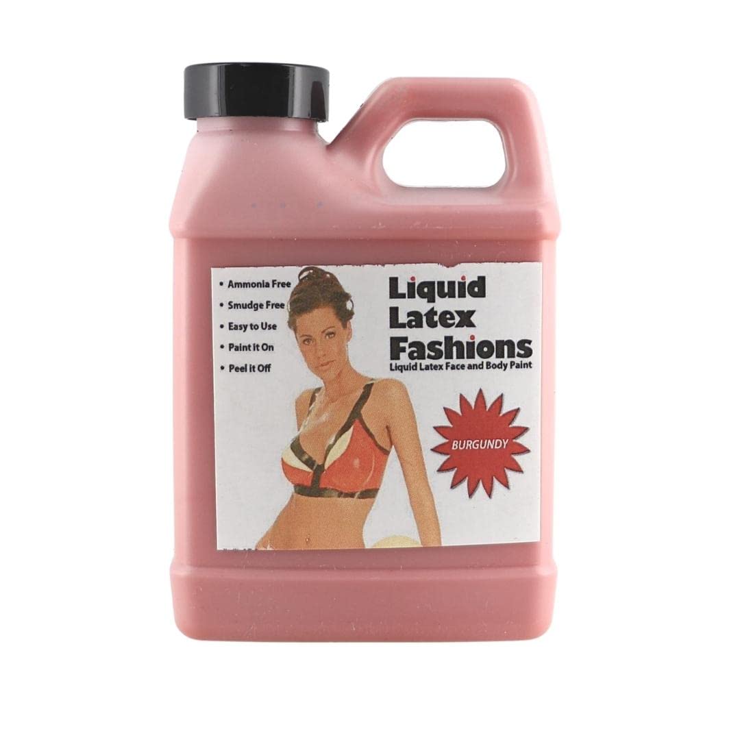 Burgundy 8 Oz - Liquid Latex Body Paint, Ammonia Free No Odor, Easy On and Off, Cosplay Makeup, Creates Professional Monster, Zombie Arts