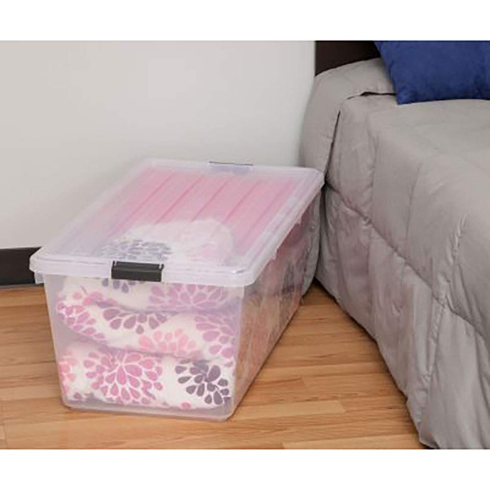 IRIS 91 Quart Buckle Down Storage Box, Clear, Pack of 1