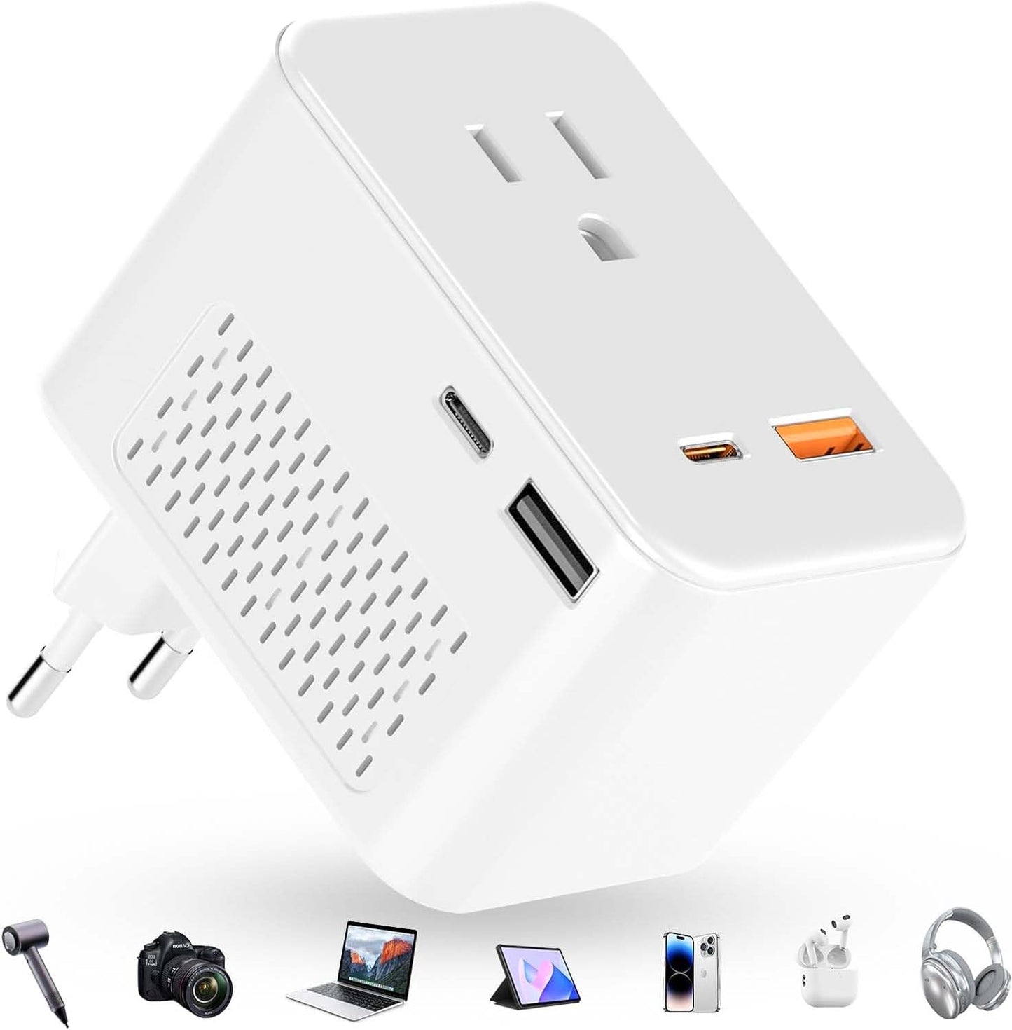 220V to 110V Voltage Converter – 20W PD Travel Adapter, US to Europe Power Converter for 80+ Countries incl. France, Germany, Italy, AU