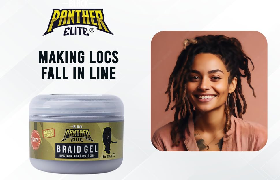 Black Panther Elite Edge & Braid Control Pomade for Curly Hair, For Braids, Locs N Twists, Volumizing And Styling Hair Gel for Women, Strong Hold, All
