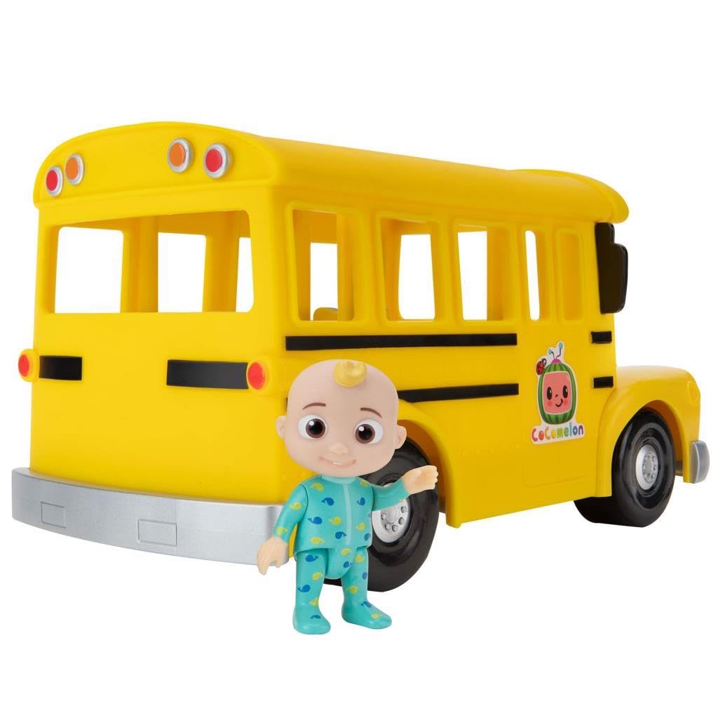 CoComelon Official Musical Yellow School Bus, Plays Clips from ‘Wheels on The Bus,’ Featuring Removable JJ Figure – Character Toys for Babies, Toddlers, and Kids