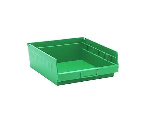 Quantum Storage Systems QSB109GN 8-Pack 4" Hanging Plastic Shelf Bin Storage Containers, 11-5/8" x 11-1/8" x 4" , Green