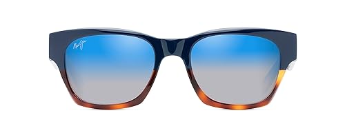 Maui Jim Men's and Women's Valley Isle Polarized Classic Sunglasses, Navy w/Tortoise/Dual Mirror Blue to Silver, Medium