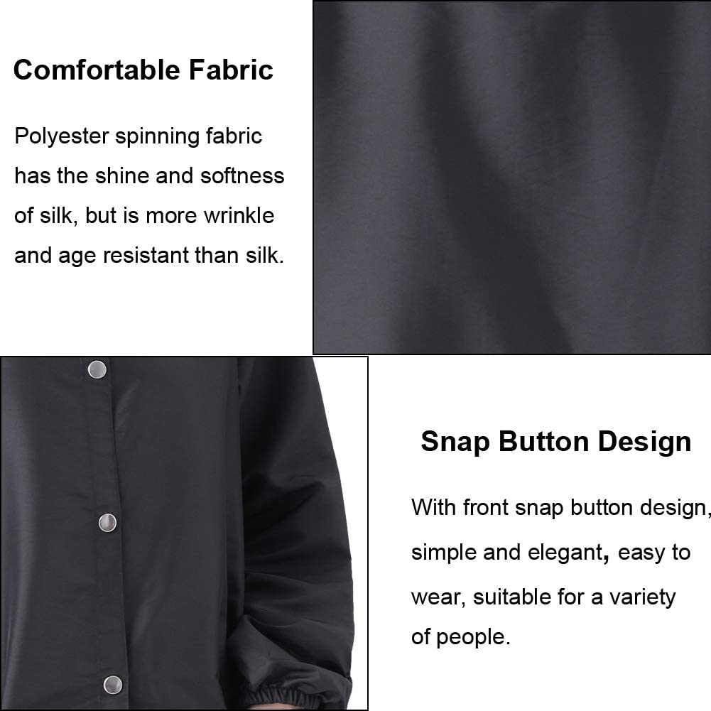 TILYIALA Professional Salon Smock Stylist Jacket Waterproof Hairdressing Cape Barber Apron Pet Grooming Workwear (Snap, Black, Medium)