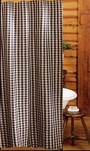 Heritage House Check Black and Nutmeg 72" x 72" Shower Curtain by Raghu