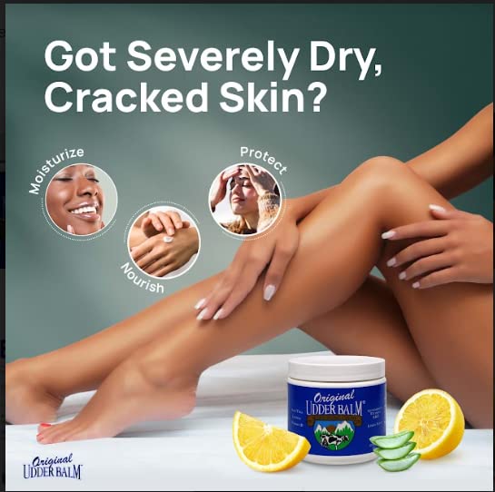 Original Udder Balm Jar - Made in USA - Extra Thick Udder Cream & Hand Balm for Dry Skin, Cracked Heels, Rough Hands - Deep Moisture Heel Cream & Foot
