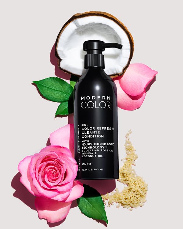 Modern Color 3-in-1 Hair Color Refresh, Cleanse & Condition - 100% Vegan, Cruelty-Free, Sustainably Packaged, Non-Toxic, Certified Clean Beauty (Onyx)