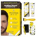 Reusable Hair & Beard Dye for Men - Medium Brown | Up to 5 Uses, 7 Minutes | Natural Gray Coverage, No-Drip Cream with SkinArmour - Cleverman