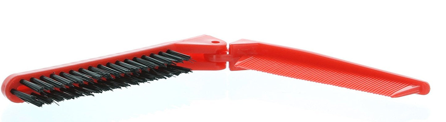 Folding Compact Travel Pocket HAIR BRUSH/COMB, 1 Red 1 White by Le Salon