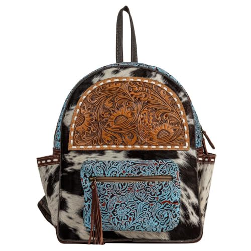 Myra Bag Backpack Bag for Women - Western Upcycled Hairon & Leather Bag Charcoal Gray