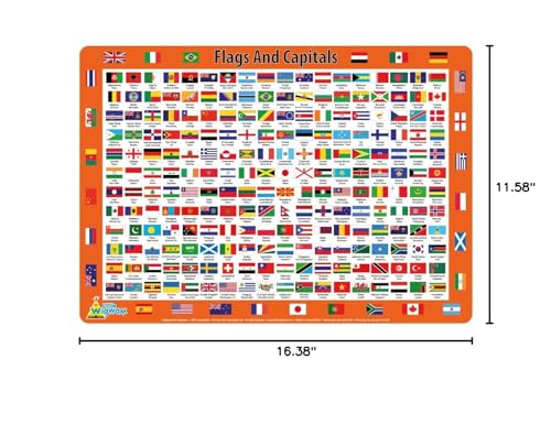 Little Wigwam Flags and Capitals Placemat, Multicolour