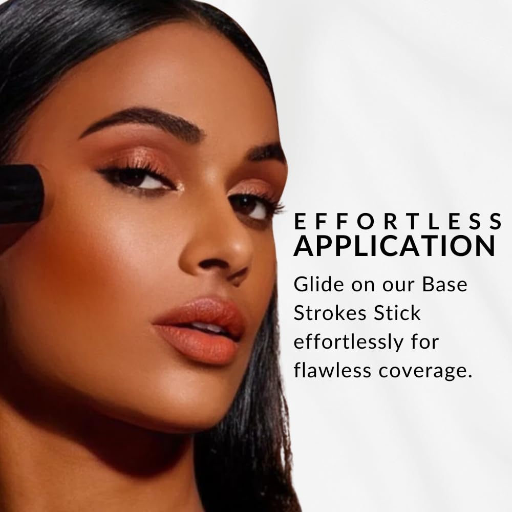 Base Strokes Crème Foundation Stick by Flori Roberts, Full Coverage for Women of Color or Deeper Skin Tones, Long Lasting Makeup, Natural Finish