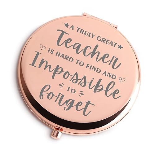 Teacher Gifts for Women Rose Gold Travel Cosmetic Compact Mirror Inspirational Gifts for Teacher Teacher Assistant for Teachers Day Birthday Christmas